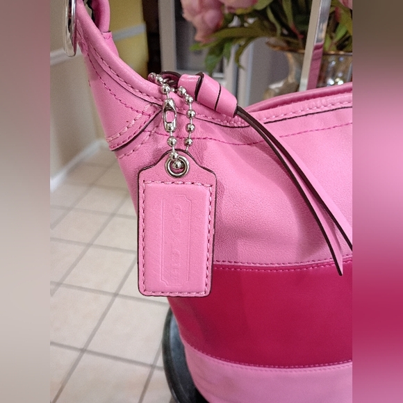 Coach Bleeker Rugby Stripe Bucket Duffle Bag, Pink - Picture 8 of 17
